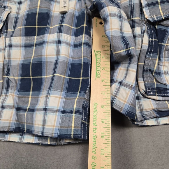 Abercrombie & Fitch‎ Cargo Shorts Mens 34 Blue Plaid Drawstring Y2K heavy twill - Picture 4 of 10